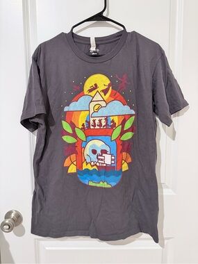 Men's Short-Sleeve Graphic Tee - Charcoal with Multicolor Print